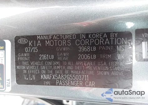 2016 Kia Forte Ex/Lx из США, поврежденный, VIN KNAFX5A82G550374S